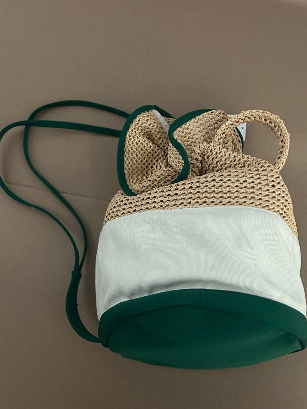 Rosie Assoulin x Target Woven Bucket Bag Straw Crochet Green Trim NWT⁠ - Picture 4 of 5